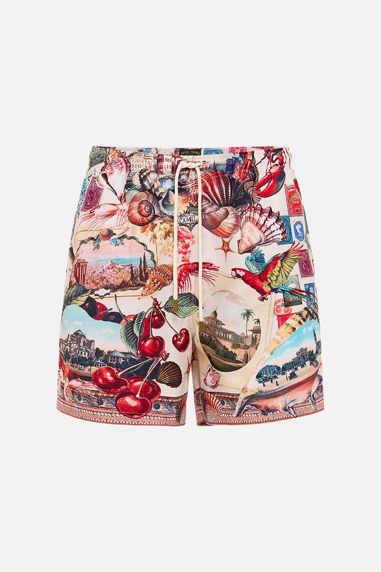 Mid Length Boardshort With Elastic Waist Notes From The Road, Main, color, Notes From The Road