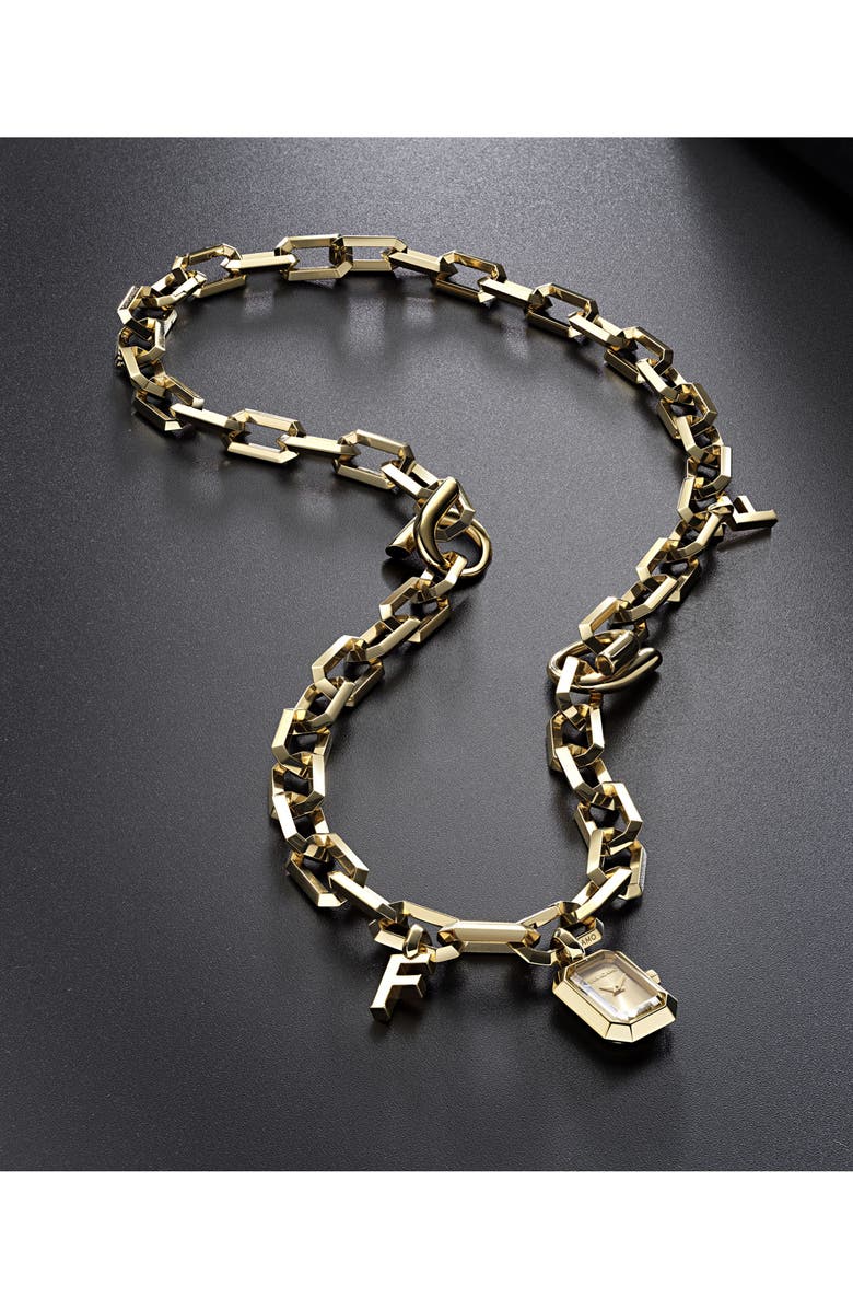 FERRAGAMO Watch Charm Chain Link Necklace, Alternate, color, Yellow Gold