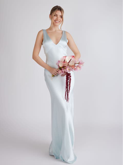 Twist Back Satin Bridesmaid Dress