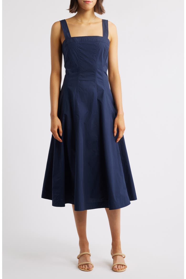 Alfreda Fit & Flare Midi Dress, Main, color, BLEU MARINE