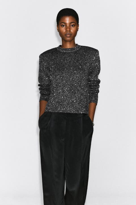 Sequined Bouclé-knit Sweater