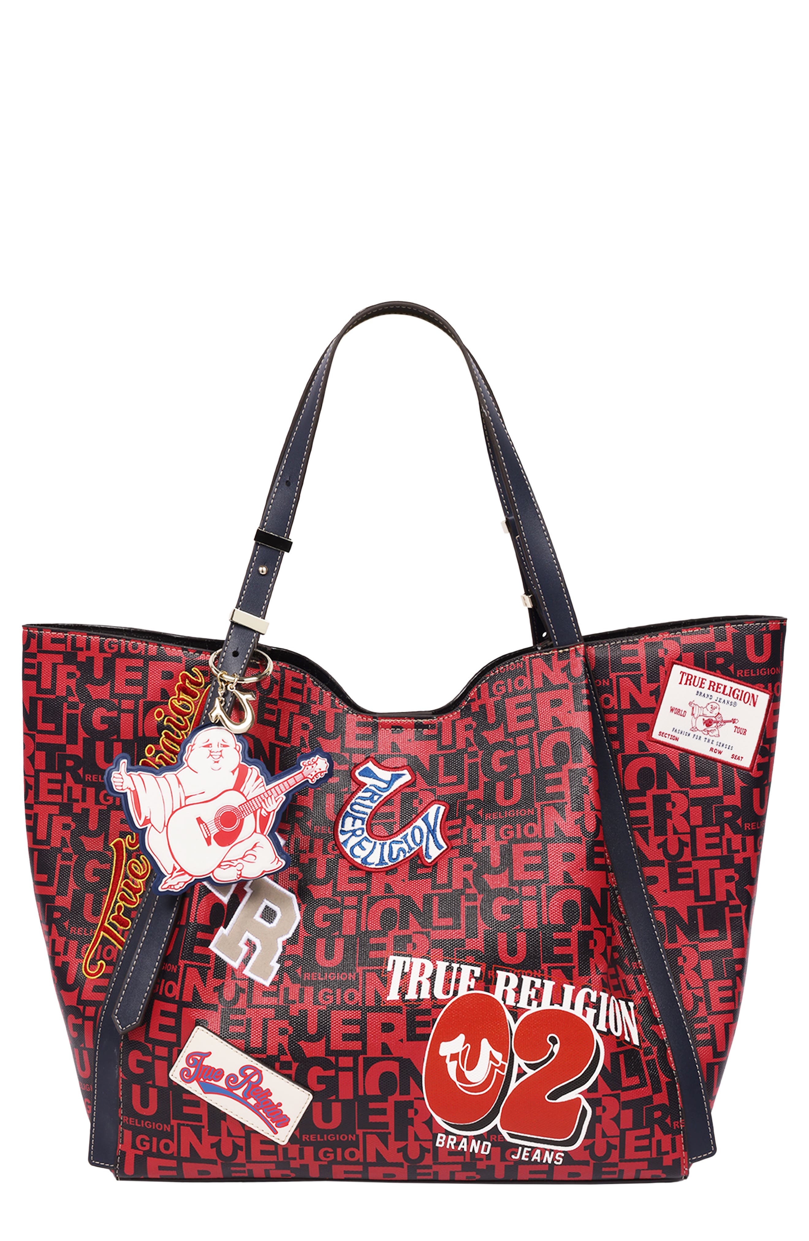 Multi Patch Faux Leather Graphic Tote
