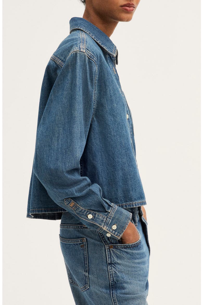 Oversize Denim Button-Up Shirt, Alternate, color, ANCHOR BLUE