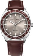Perry Ellis Solar Leather Strap Watch, 41mm