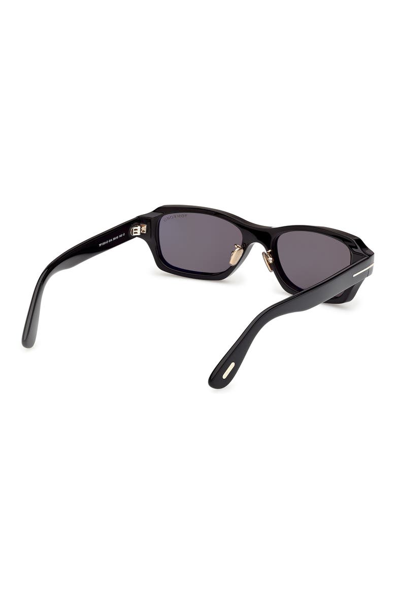 56mm Rectangle Sunglasses, Alternate, color, SHINY BLACK / SMOKE