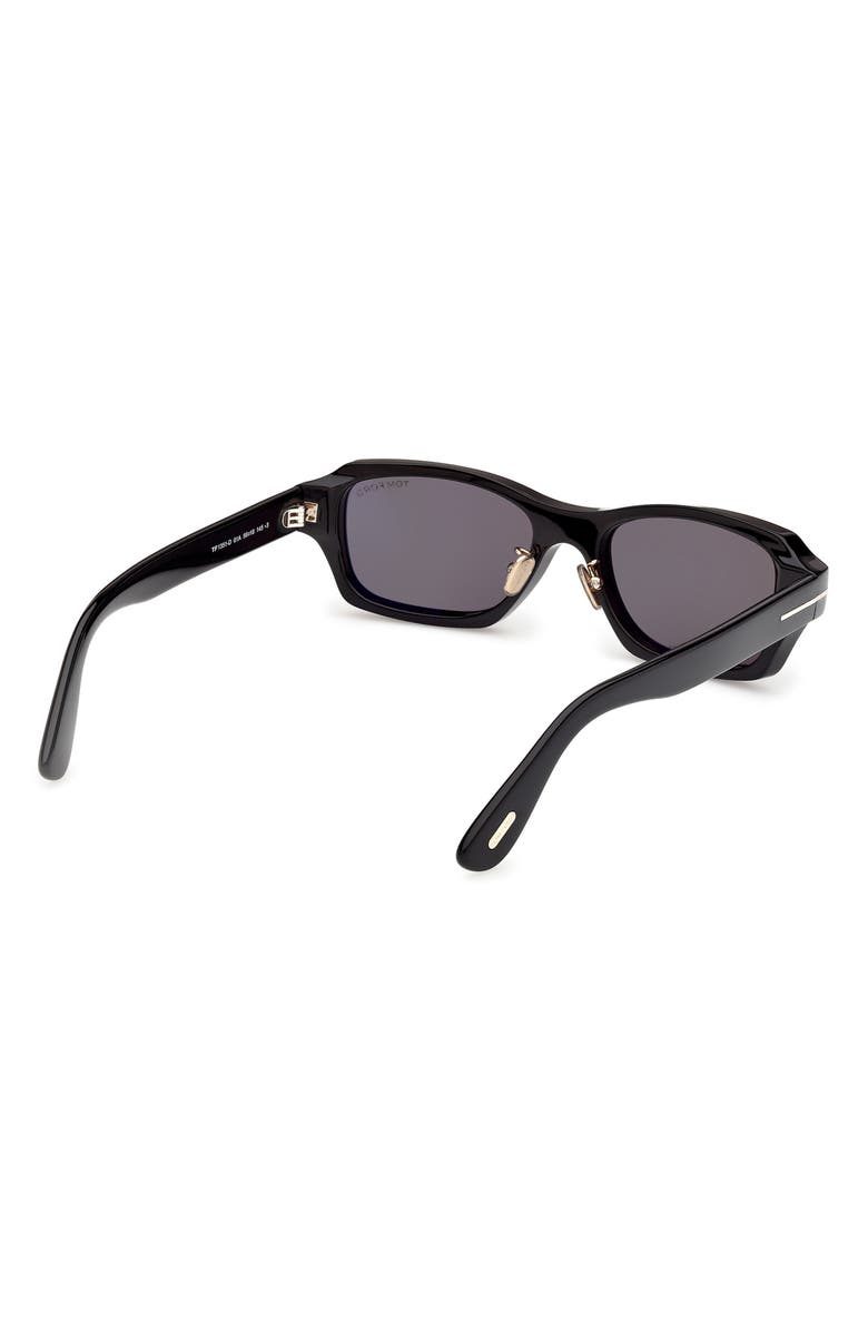 TOM FORD 56mm Rectangle Sunglasses, Alternate, color, Shiny Black / Smoke