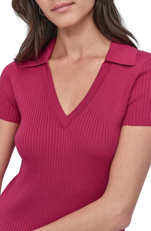 Dkny Jeans Short Sleeve Rib Polo Sweater In Pink