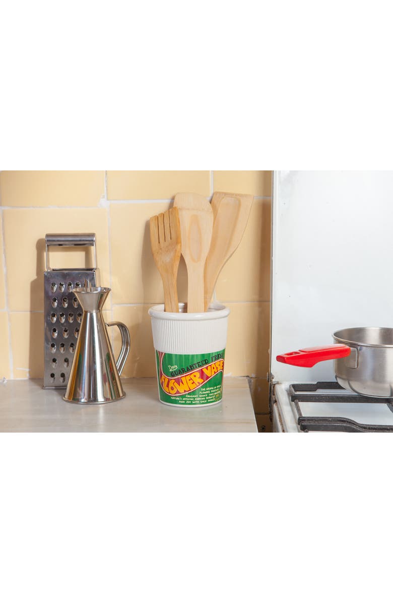 doiy Noodle Pot Ceramic Vase, Alternate, color, Green