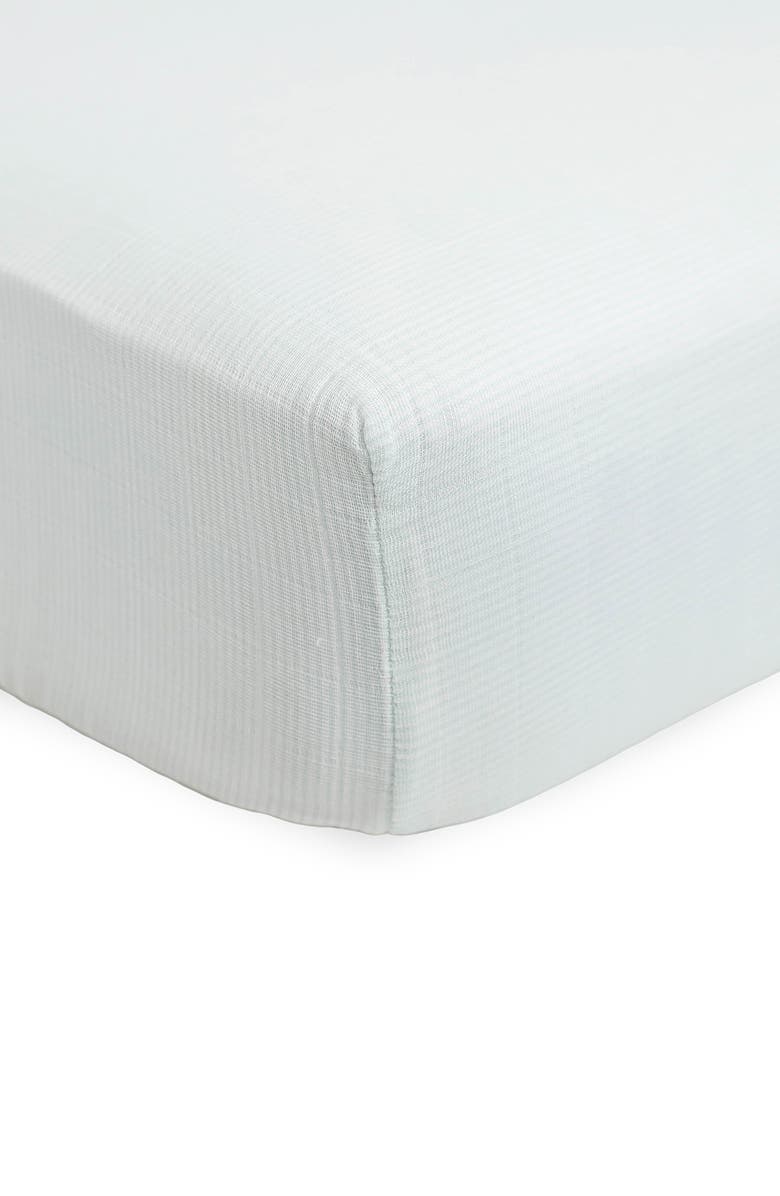little unicorn Cotton Muslin Crib Sheet, Alternate, color, Pale Pinstripe