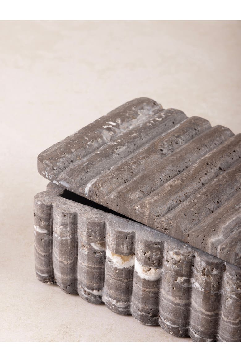 Cuba Decorative Box, Alternate, color, Fossil Gray Travertine