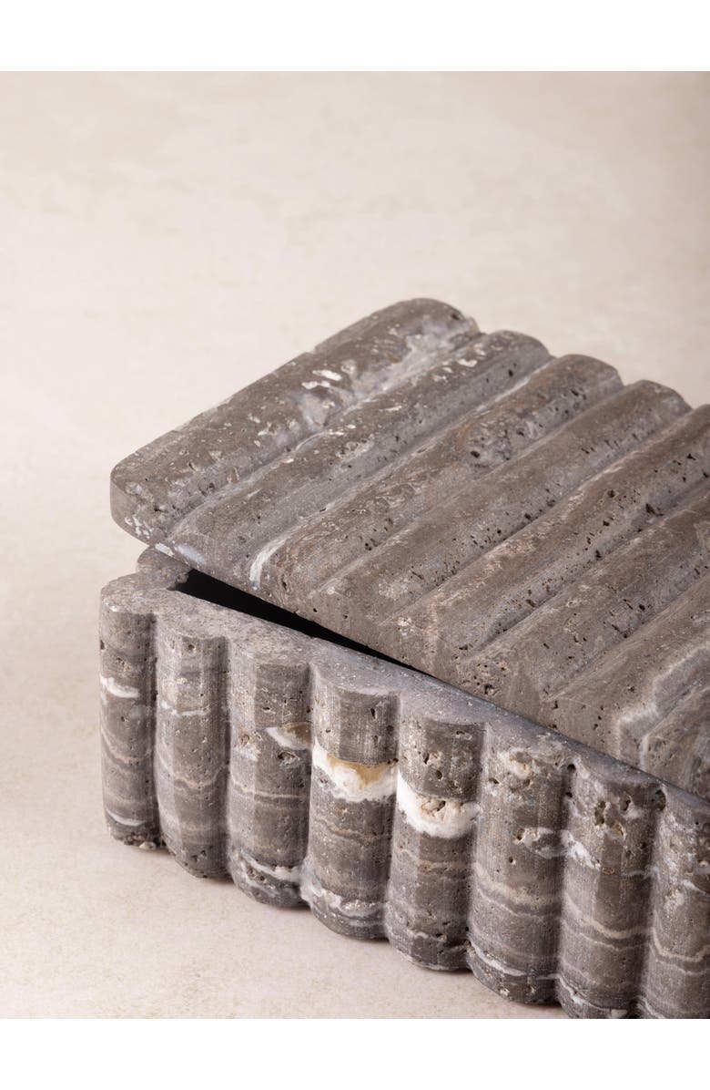 GAURI KOHLI Cuba Decorative Box, Alternate, color, Fossil Gray Travertine