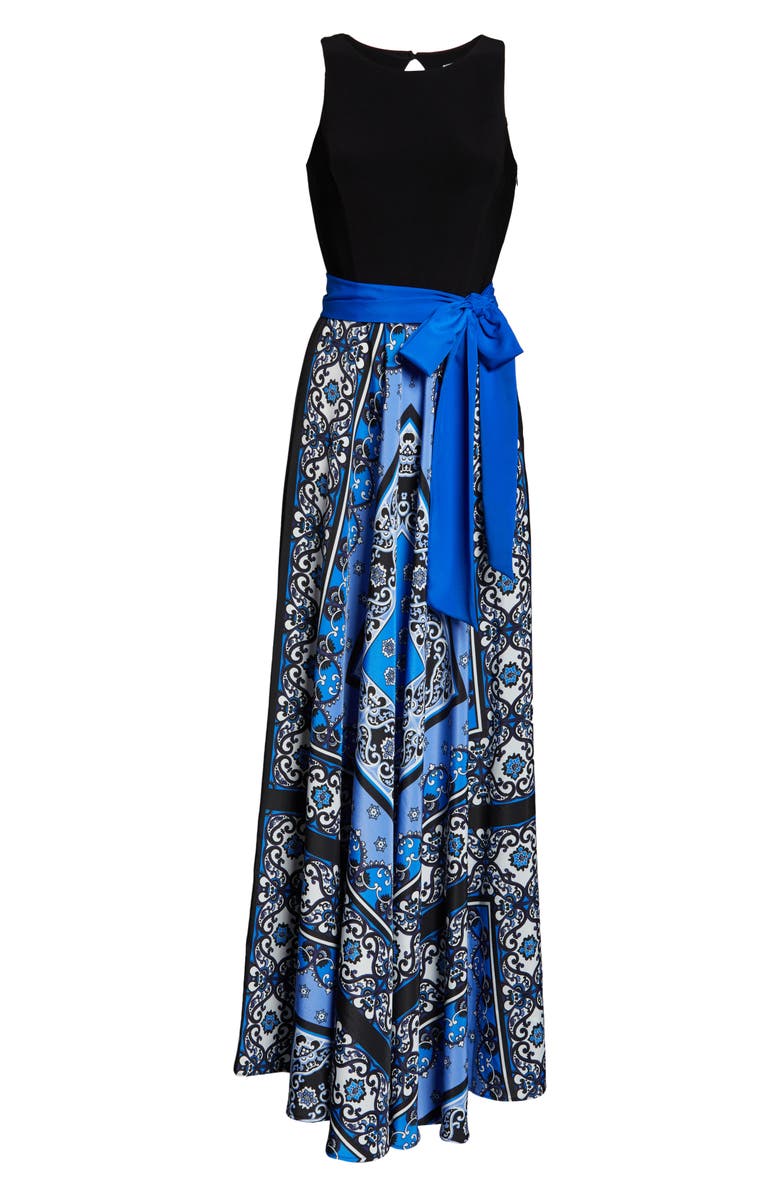 Eliza J Scarf Print Sleeveless Maxi Dress, Alternate, color,