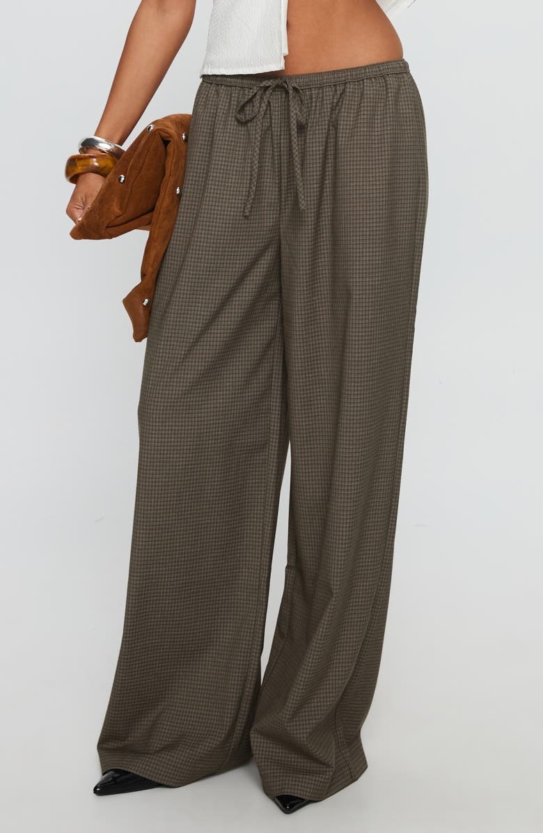 Princess Polly Ketrina Tie Waist Plaid Wide Leg Pants, Main, color,