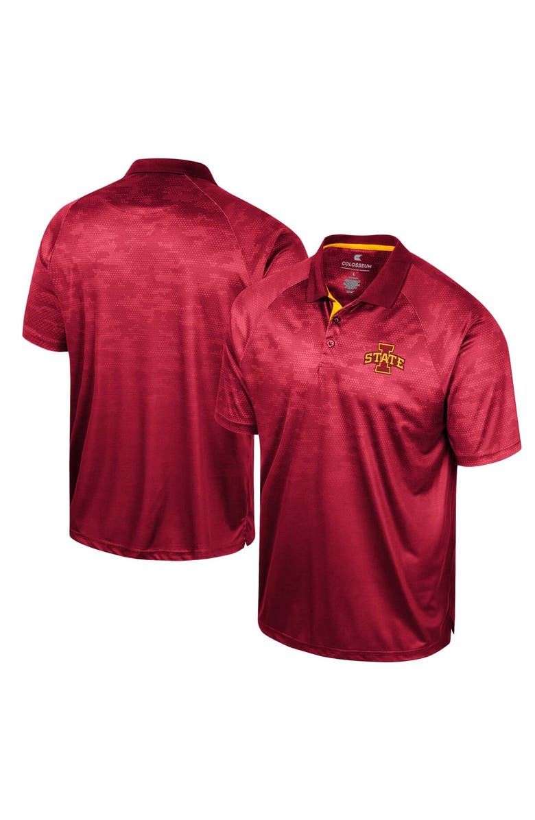 COLOSSEUM Men's Colosseum Cardinal Iowa State Cyclones Honeycomb Raglan Polo, Alternate, color, Cardinal