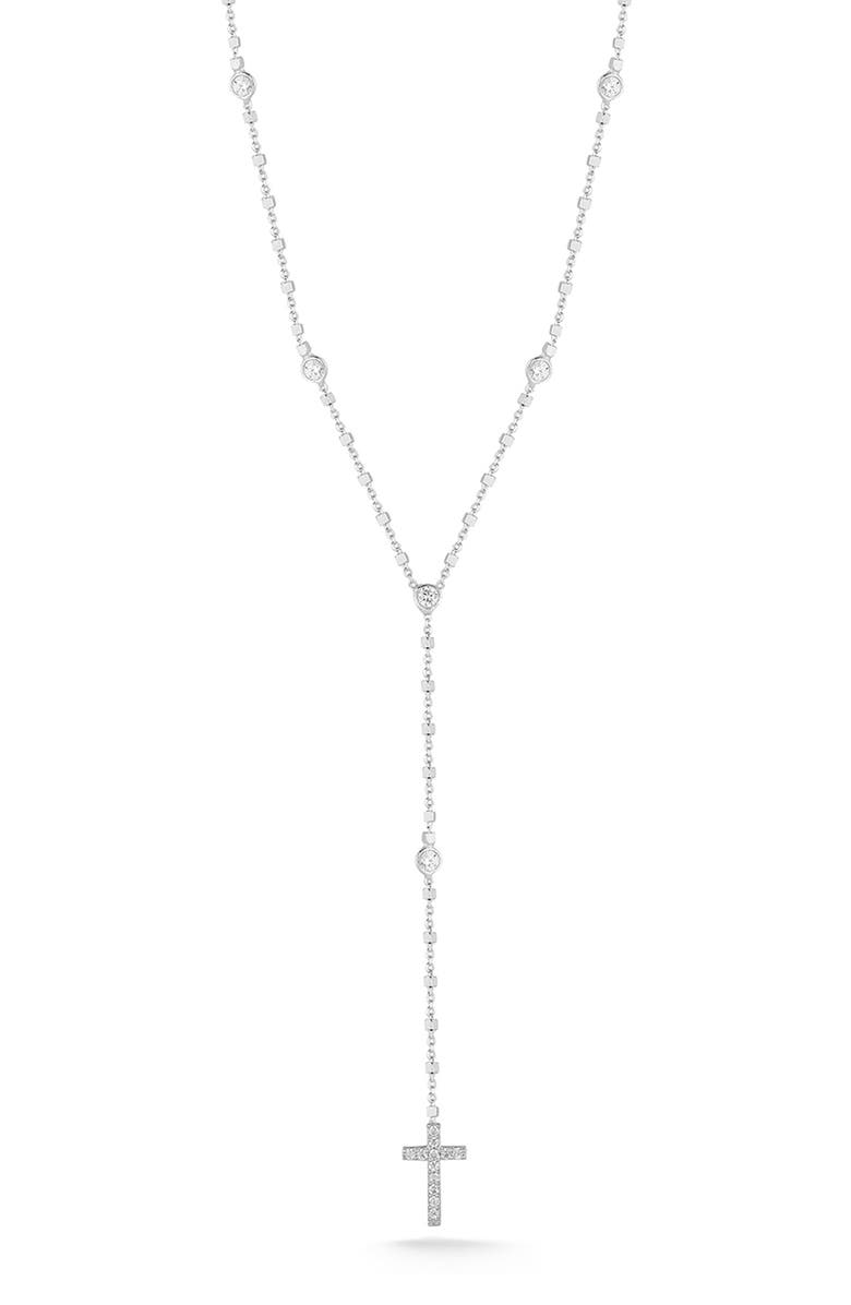 GLAZE JEWELRY Sterling Silver Cross Lariat Necklace, Main, color, Silver