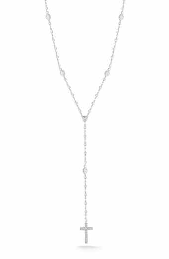 GLAZE JEWELRY Sterling Silver Cross Lariat Necklace
