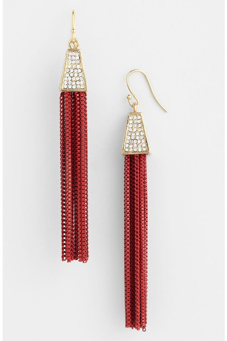 Tassel Earrings, Main, color, RED/ GOLD