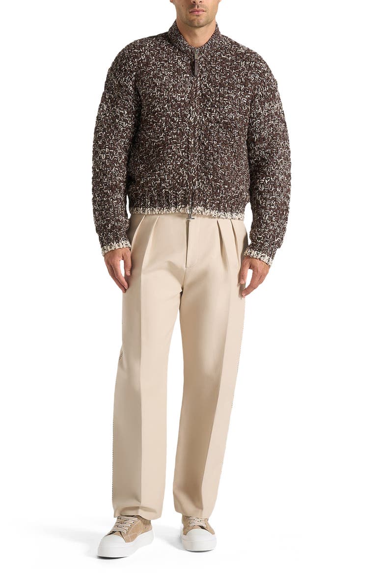 Manière De Voir Darel Speckled Knit Bomber Jacket, Alternate, color, Brown