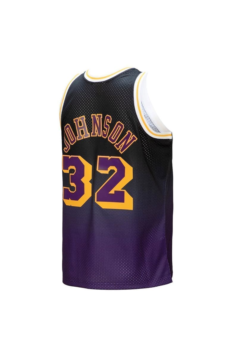 Mitchell & Ness Men's Mitchell & Ness Magic Johnson Purple/Black Los Angeles Lakers 1984/85 Hardwood Classics Fadeaway Swingman Player Jersey, Alternate, color, Purple