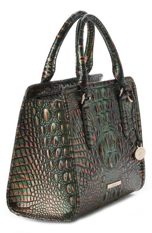 Brahmin Cami Croc Embossed Leather Satchel In Green