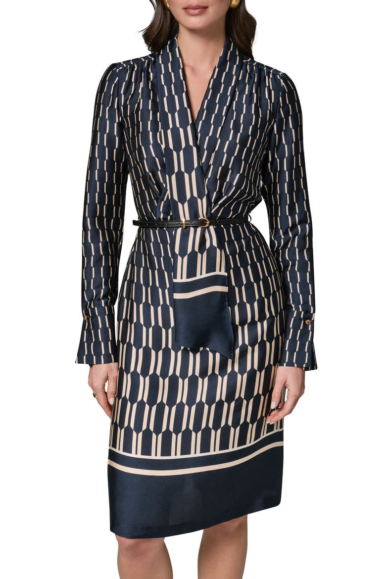 Long Sleeve Geometric Print Dress, Alternate, color, NIGHT SKY/ CAFE