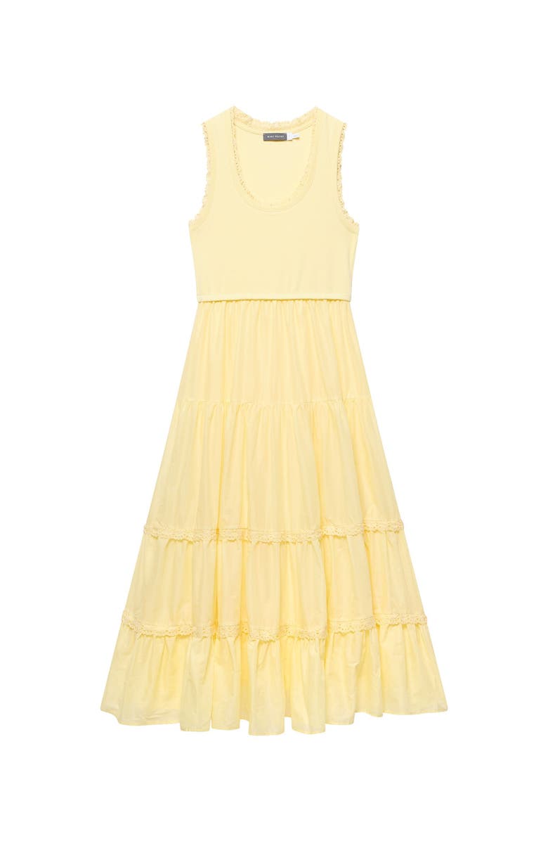 MINT VELVET Crochet Trim Tiered Midi Dress, Alternate, color, Yellow