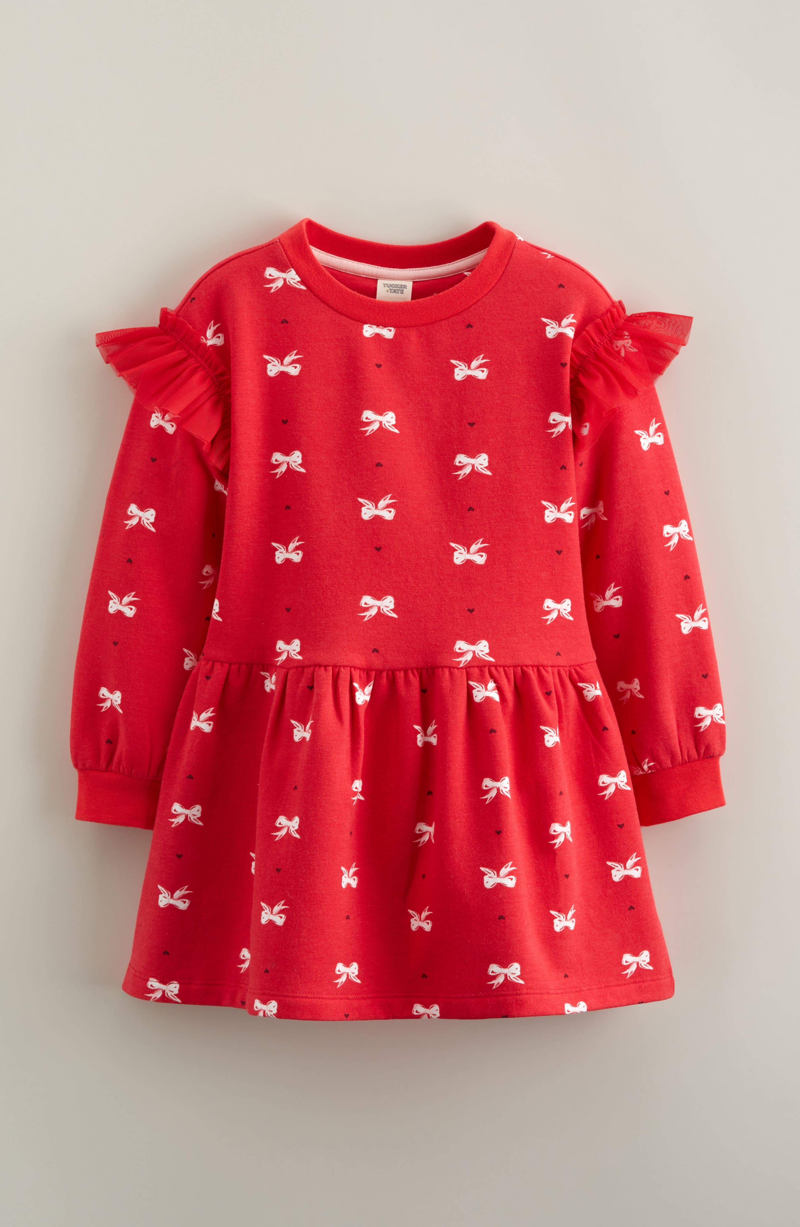 Tucker + Tate Kids' Ruffle Long Sleeve Stretch Cotton Blend Sweatshirt Dress