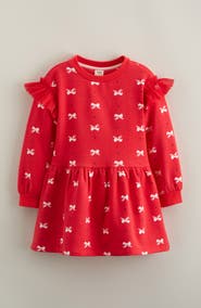Tucker + Tate Kids' Ruffle Long Sleeve Stretch Cotton Blend Sweatshirt Dress