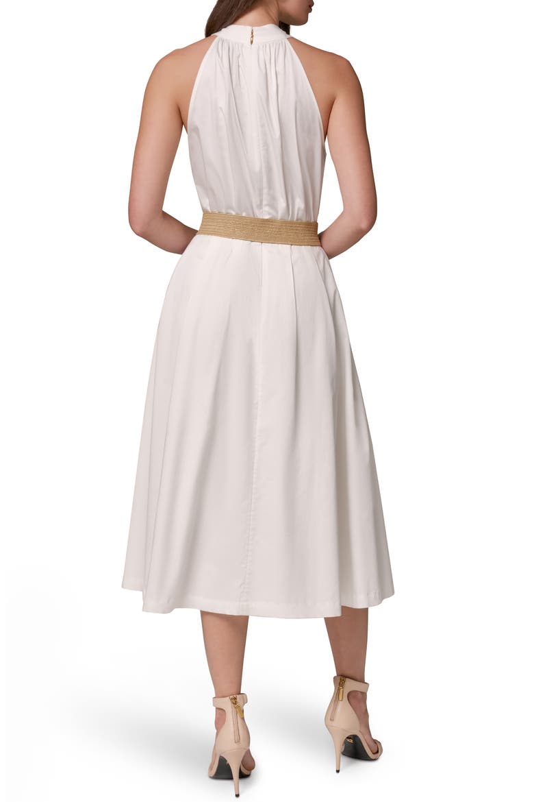 Belted Sleeveless Midi Dress, Alternate, color, CREAM
