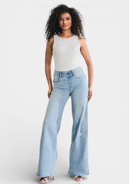 Betabrand Boyfriend Jeans Wide Leg Stretch Denim