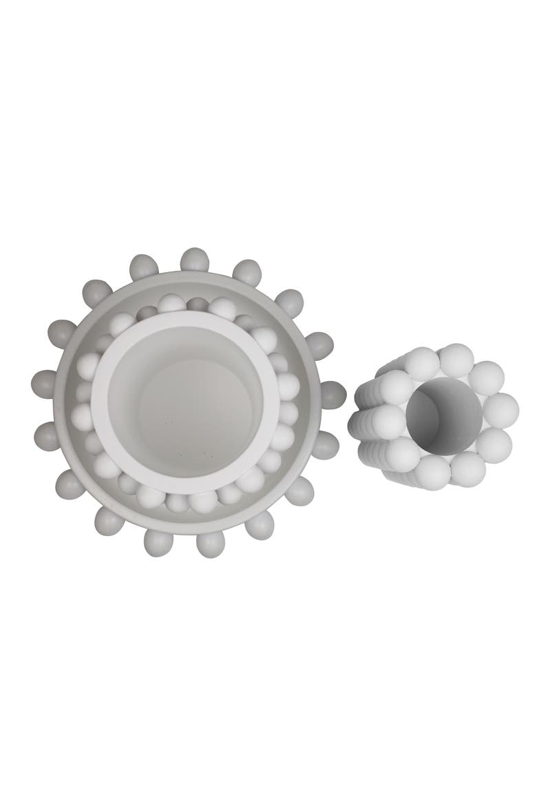 Petra Modern Minimalist Handmade Concrete Bubble Cylinder Vase Set with Decorative Tray, Alternate, color, White
