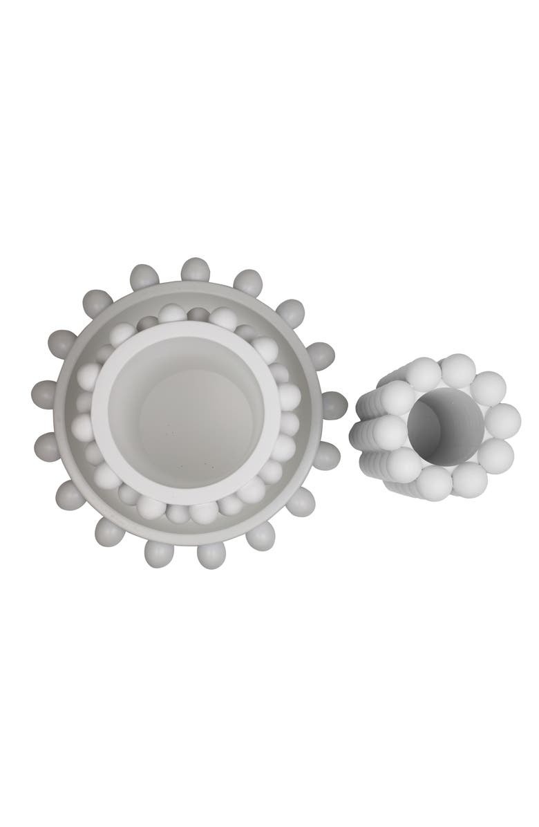 JONATHAN Y Petra Modern Minimalist Handmade Concrete Bubble Cylinder Vase Set with Decorative Tray, Alternate, color, White