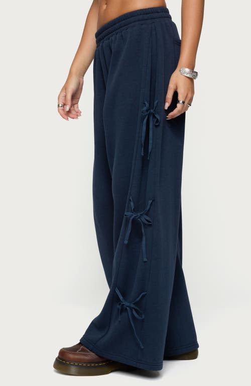 Edikted Claudette Ribbon Baggy Sweatpants In Blue