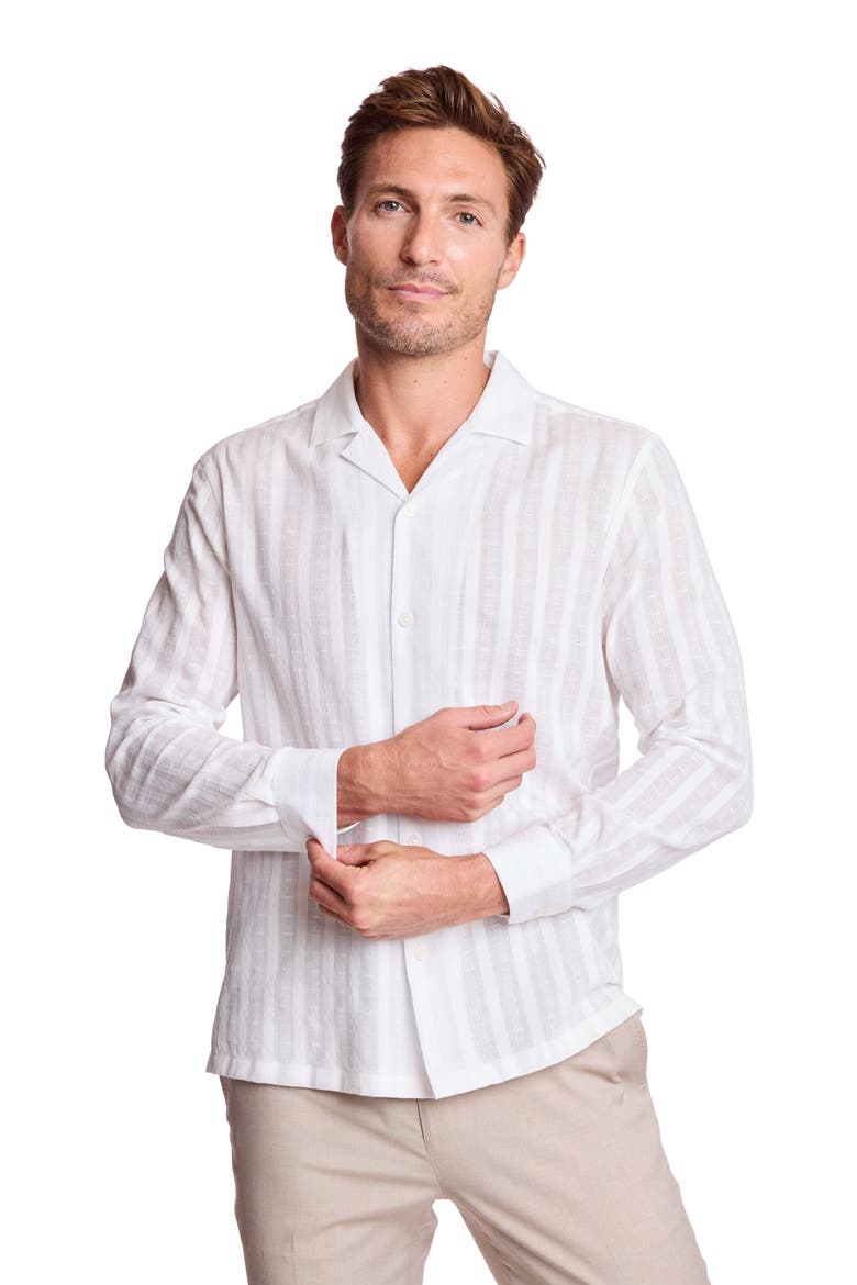 Parker Trim Fit Cotton Button-Up Shirt, Alternate, color, WHITE DOBBY STRIPES