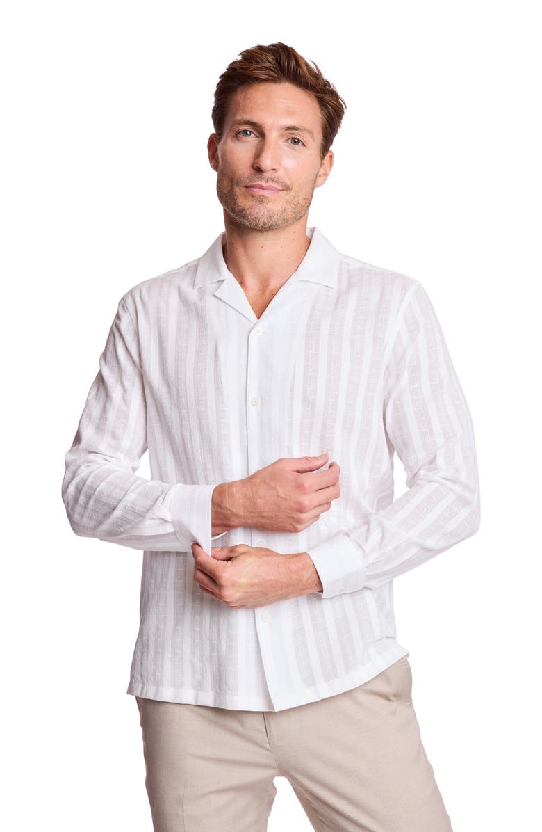 PAISLEY & GRAY Parker Trim Fit Cotton Button-Up Shirt, Alternate, color, White Dobby Stripes