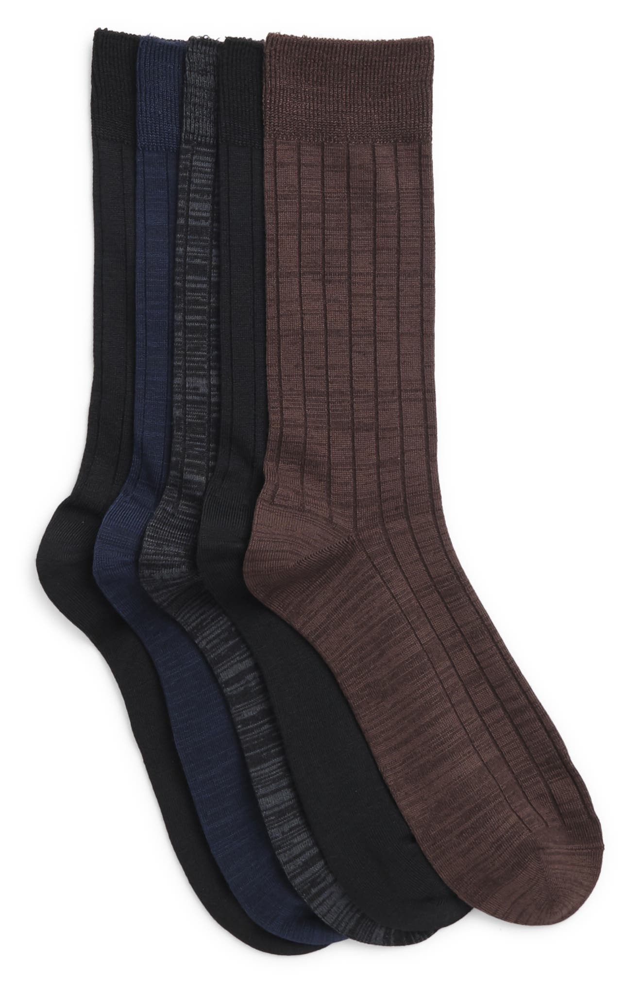 NORDSTROM RACK Ultrasoft 5-Pack Ribbed Dress Socks