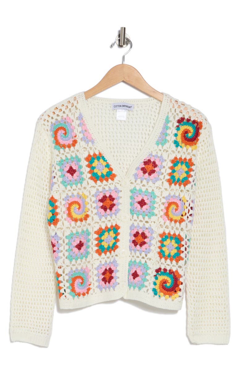 Cotton Emporium Patchwork Granny Square Cardigan Sweater, Main, color, 