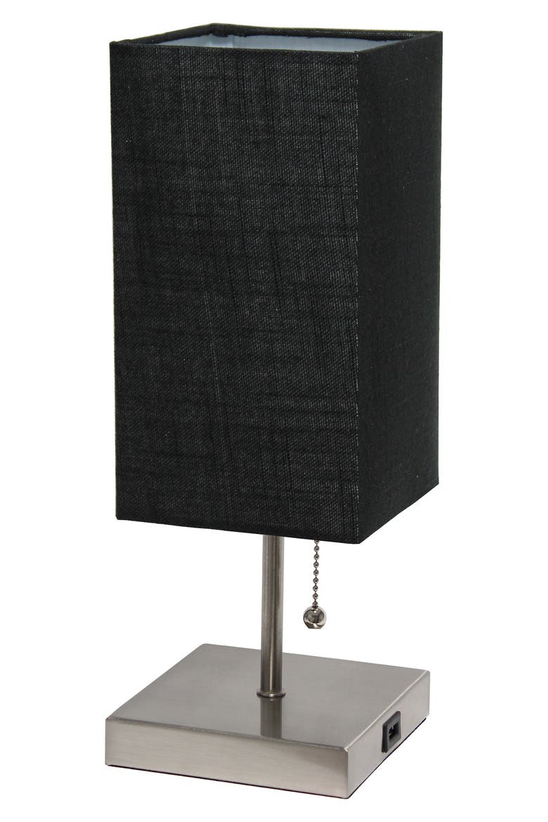 Simple Designs Petite Stick Lamp, Main, color, BRUSHED NICKEL BASE/BLACK SHAD