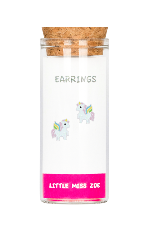 Kids' Sterling Silver Winged Unicorn Stud Earrings in Gift Bottle
