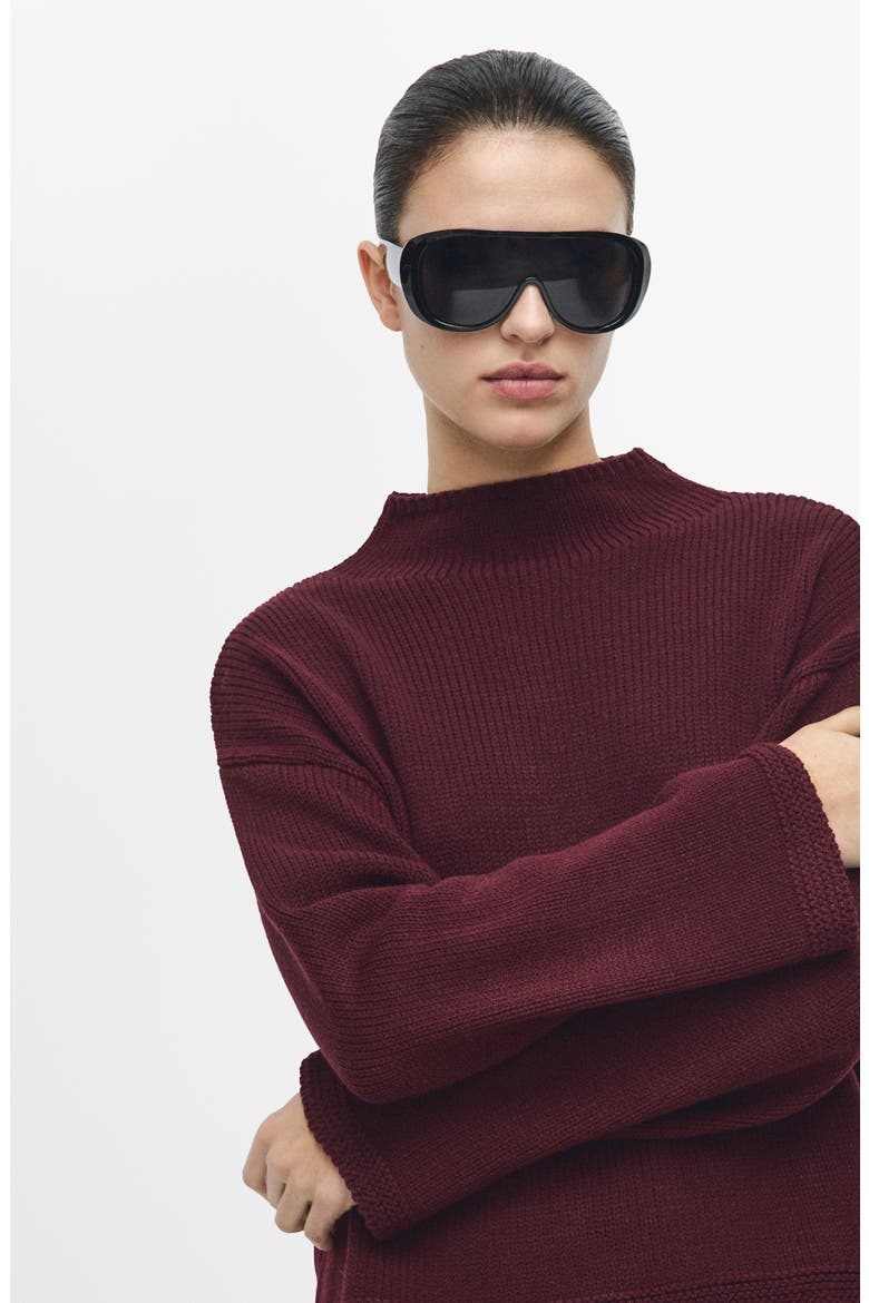 Mock Neck Sweater, Alternate, color, WINE