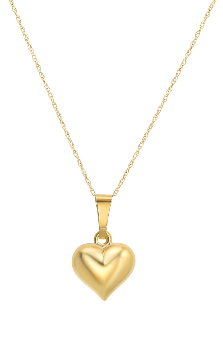CANDELA JEWELRY 14K Yellow Gold Puffy Heart Pendant Necklace, Main, color, Gold