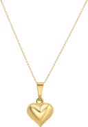 CANDELA JEWELRY 14K Yellow Gold Puffy Heart Pendant Necklace
