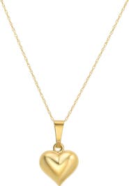 CANDELA JEWELRY 14K Yellow Gold Puffy Heart Pendant Necklace