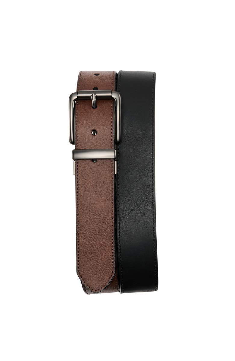 Harbor Bay by DXL Big & Tall Bridle Reversible Belt, Main, color, Brown Black