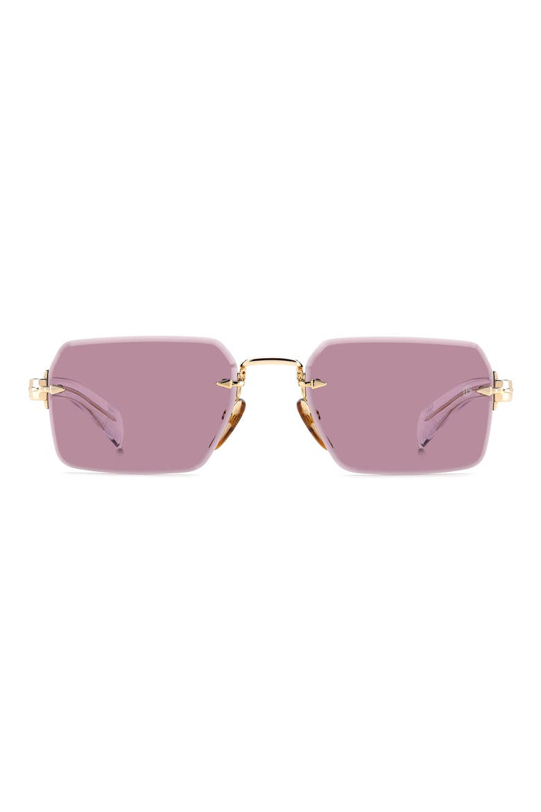 56mm Rimless Rectangular Sunglasses, Main, color, GOLD CRYSTAL
