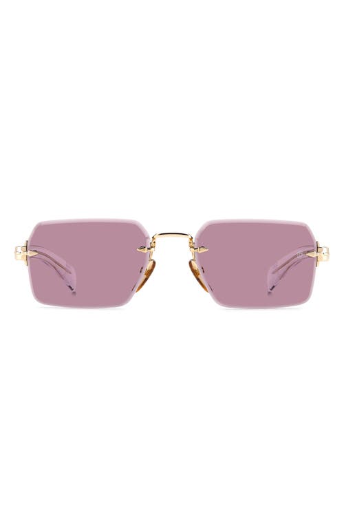 David Beckham Eyewear 56mm Rimless Rectangular Sunglasses in Gold Crystal  product
