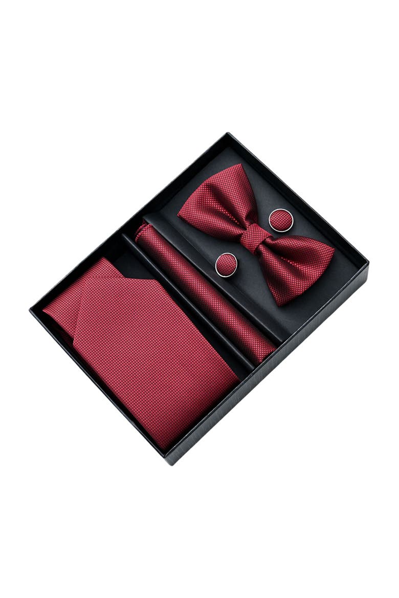 Crosshatch Tie Set, Alternate, color, Red