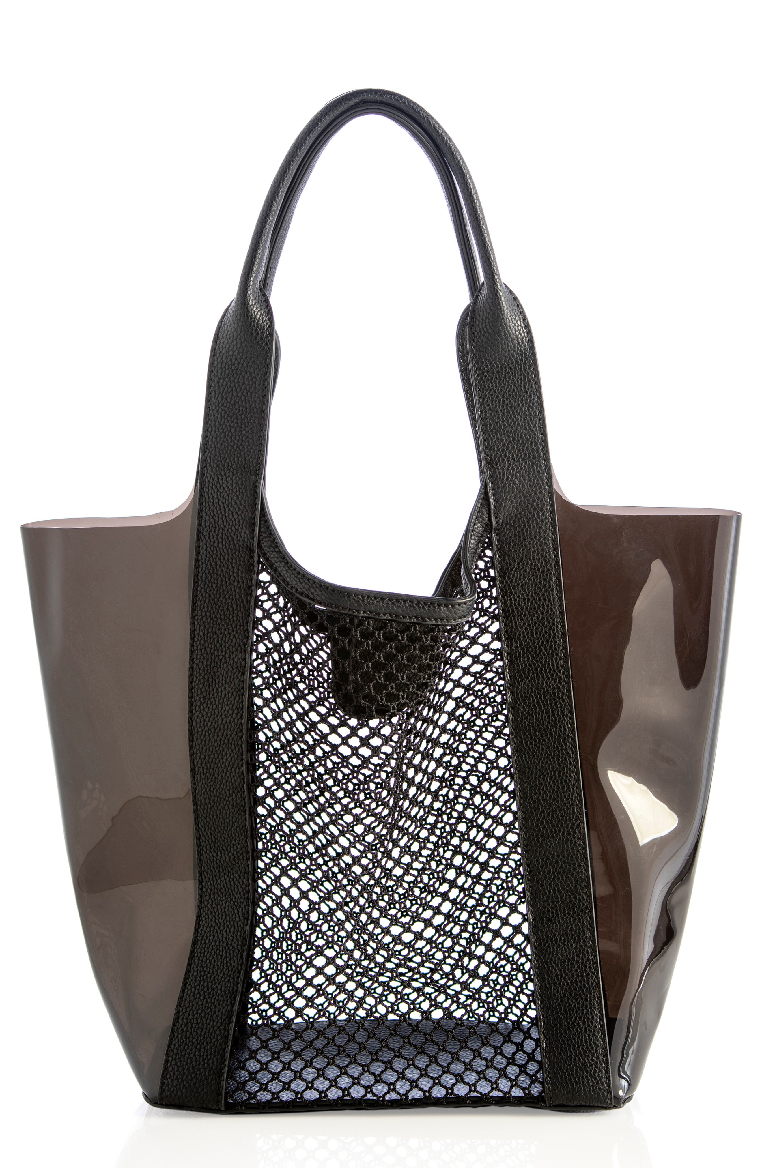 Shiraleah Valery Mesh Panel Transparent Tote, Main, color, 