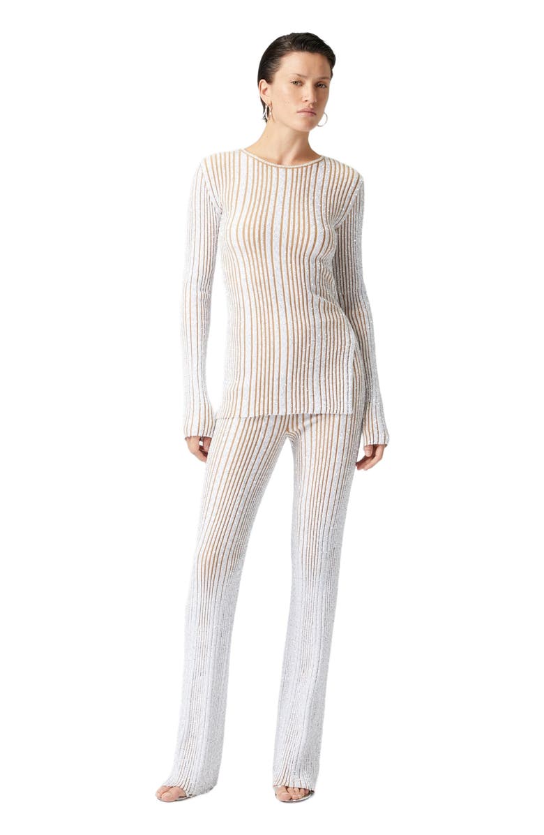 Missoni Ribbed Sweater Swith Sequins And Long Sleeves, Main, color, White 
Beige