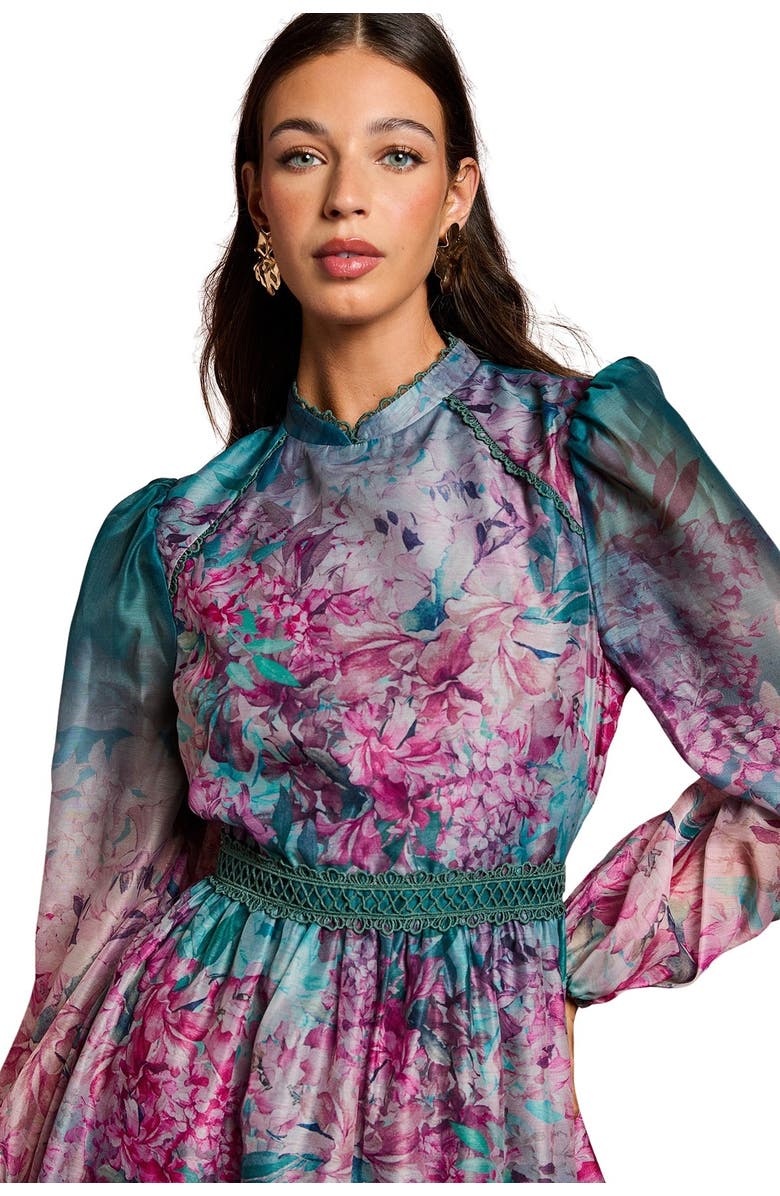 Coast Floral Print Organza Mini Dress, Alternate, color, Teal